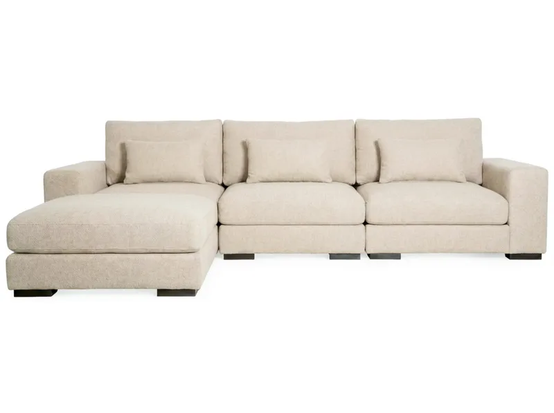 Dubai Extra djup 4-sits Modulsoffa med divan höger i tyg vändbar Extra Djup - Ljusbeige - Products - Möbler - Soffa - Modulsoffa - Komplett modulsoffa