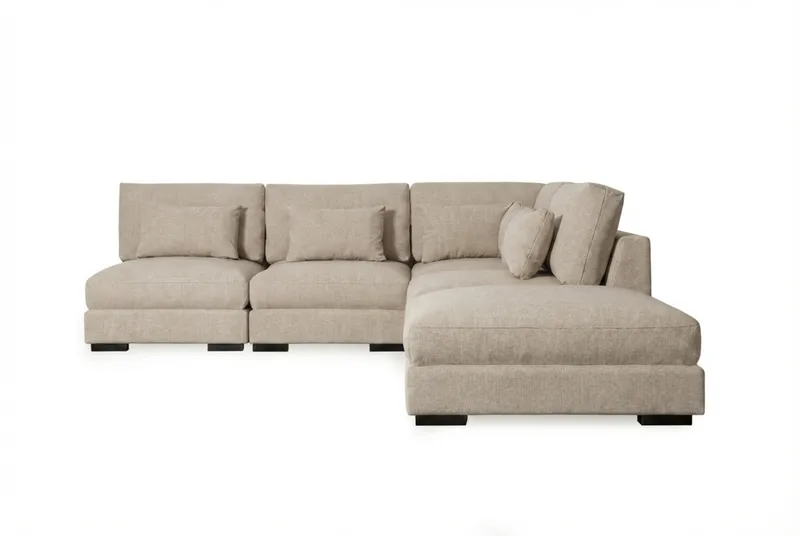 Dubai Schäslongsoffa Vänster Extra Djup i Chenille - Beige - Products - Möbler - Soffa - Modulsoffa - Komplett modulsoffa