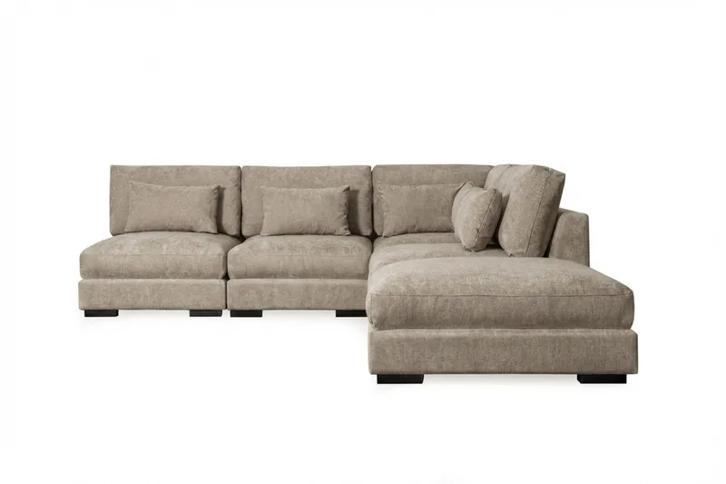 Dubai Schäslongsoffa Vänster Extra Djup i Chenille - Brun - Products - Möbler - Soffa - Modulsoffa - Komplett modulsoffa