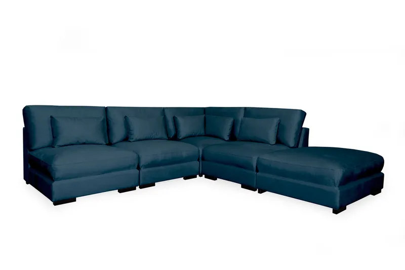 Dubai Schäslongsoffa Vänster Sammet - Blå - Products - Möbler - Soffa - Modulsoffa - Komplett modulsoffa