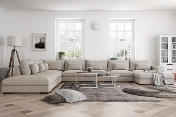 Dubai Stor U-modulsoffa Byggbar med Divan Höger Extra Djup - Ljus / Beige - Products - Möbler - Soffa - Modulsoffa - Komplett modulsoffa