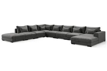 Dubai Stor U-modulsoffa Large med Divan Höger Sammet Extra Djup - Mörkgrå - Products - Möbler - Soffa - Modulsoffa - Komplett modulsoffa