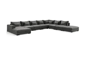 Dubai Stor U-modulsoffa med Divan Vänster Sammet 527 cm Extra Djup - Mörkgrå - Products - Möbler - Soffa - Modulsoffa - Komplett modulsoffa