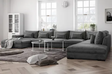 Dubai Stor U-modulsoffa med Divan Vänster Sammet 527 cm Extra Djup - Mörkgrå - Products - Möbler - Soffa - Modulsoffa - Komplett modulsoffa