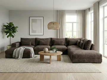 Dubai Stor U Soffa modul med Divan Vänster Extra Djup i Chenille - Mörkbrun - Products - Möbler - Soffa - Modulsoffa - Komplett modulsoffa
