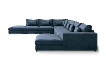 Dubai U-modulsoffa Large med Divan Höger Sammet Extra Djup - Blå - Products - Möbler - Soffa - Modulsoffa - Komplett modulsoffa