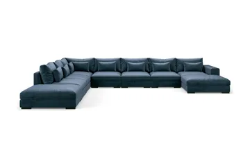 Dubai U-modulsoffa Large med Divan Höger Sammet Extra Djup - Blå - Products - Möbler - Soffa - Modulsoffa - Komplett modulsoffa