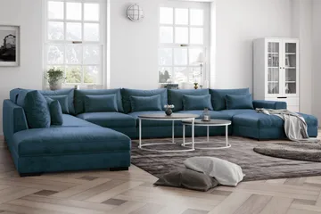 Dubai U-modulsoffa Large med Divan Höger Sammet Extra Djup - Blå - Products - Möbler - Soffa - Modulsoffa - Komplett modulsoffa