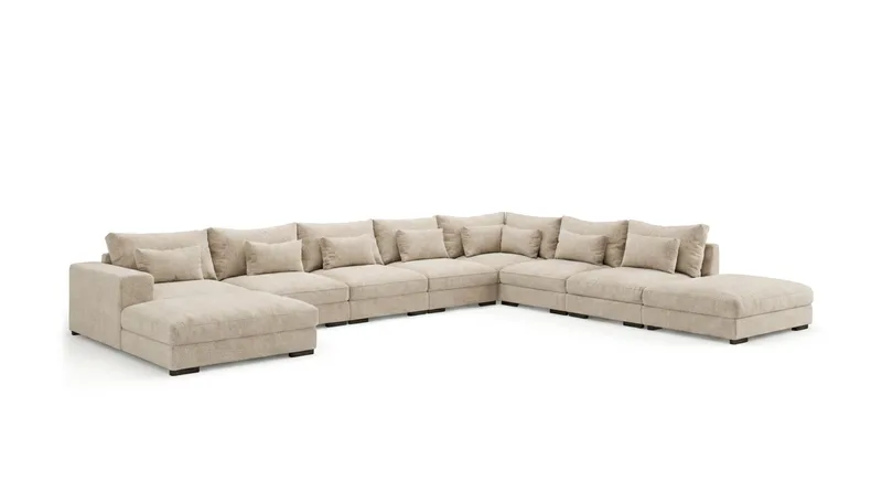Dubai U-modulsoffa Large med Divan Vänster Extra Djup i Chenille - Beige - Products - Möbler - Soffa - Modulsoffa - Komplett modulsoffa