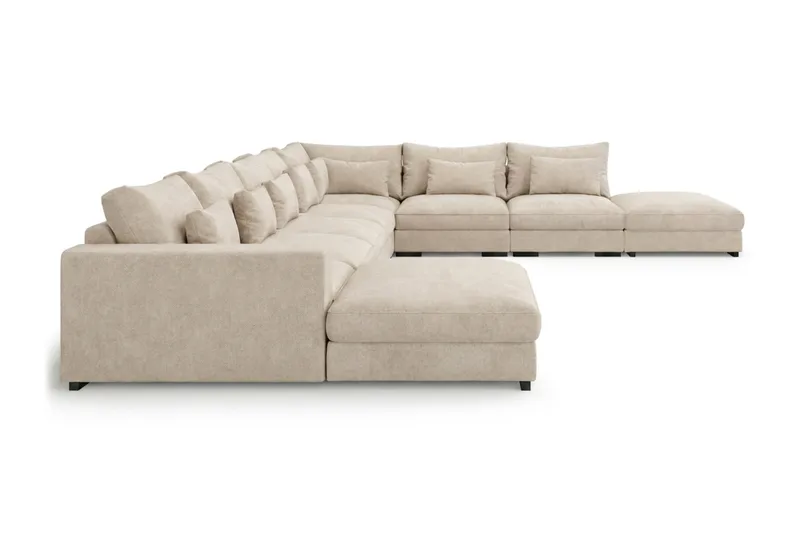Dubai U-modulsoffa Large med Divan Vänster Extra Djup i Chenille - Beige - Products - Möbler - Soffa - Modulsoffa - Komplett modulsoffa