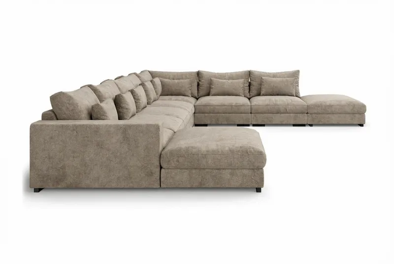 Dubai U-modulsoffa Large med Divan Vänster Extra Djup i Chenille - Brun - Products - Möbler - Soffa - Modulsoffa - Komplett modulsoffa