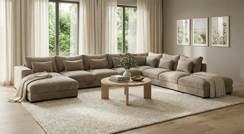 Dubai U-modulsoffa Large med Divan Vänster Extra Djup i Chenille - Brun - Products - Möbler - Soffa - Modulsoffa - Komplett modulsoffa