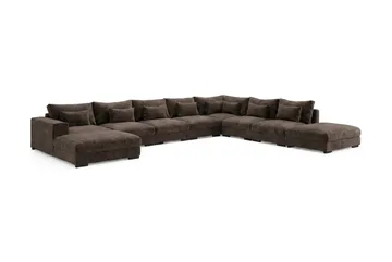 Dubai U-modulsoffa Large med Divan Vänster Extra Djup i Chenille - Mörkbrun - Products - Möbler - Soffa - Modulsoffa - Komplett modulsoffa