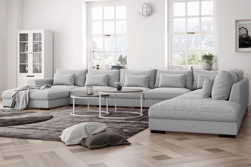 Dubai U-modulsoffa Large med Divan Vänster Extra Djup - Ljusgrå - Products - Möbler - Soffa - Modulsoffa - Komplett modulsoffa