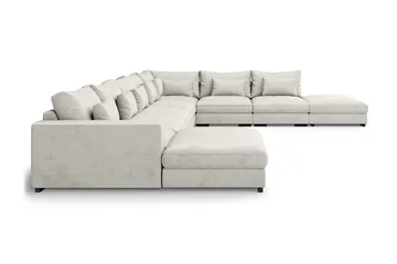Dubai U-modulsoffa Large med Divan Vänster Sammet Extra Djup - Vit - Products - Möbler - Soffa - Modulsoffa - Komplett modulsoffa