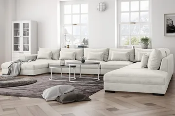 Dubai U-modulsoffa Large med Divan Vänster Sammet Extra Djup - Vit - Products - Möbler - Soffa - Modulsoffa - Komplett modulsoffa
