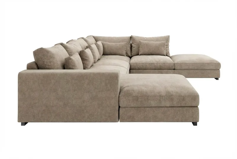 Dubai U-modulsoffa med Divan Höger Extra Djup i Chenille - Brun - Products - Möbler - Soffa - Modulsoffa - Komplett modulsoffa
