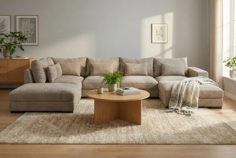 Dubai U-modulsoffa med Divan Höger Extra Djup i Chenille - Brun - Products - Möbler - Soffa - Modulsoffa - Komplett modulsoffa
