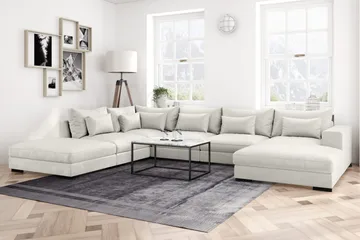 Dubai U-modulsoffa med Divan Höger Sammet Extra Djup - Vit - Products - Möbler - Soffa - Modulsoffa - Komplett modulsoffa