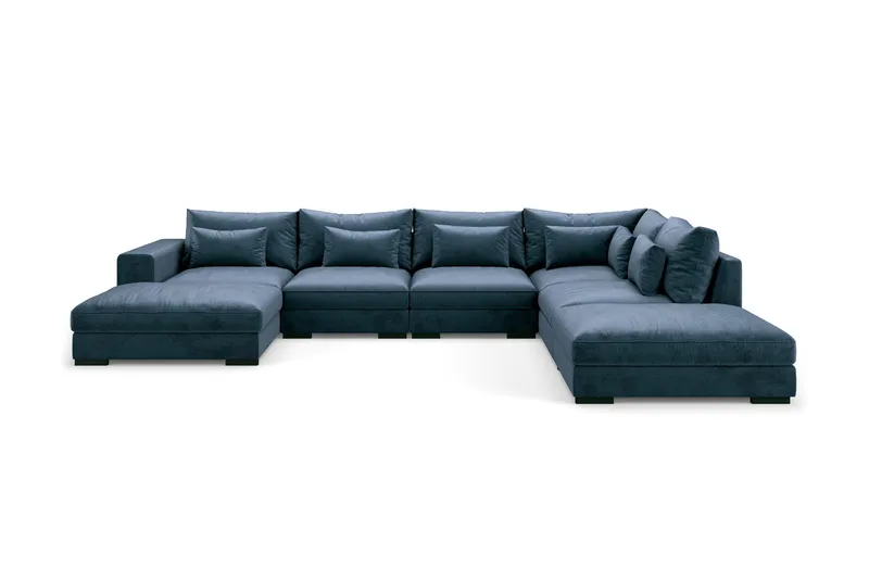 Dubai U-modulsoffa med Divan Vänster Sammet Extra Djup - Blå - Products - Möbler - Soffa - Modulsoffa - Komplett modulsoffa