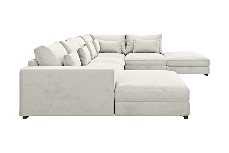 Dubai U-modulsoffa med Divan Vänster Sammet Extra Djup - Vit - Products - Möbler - Soffa - Modulsoffa - Komplett modulsoffa