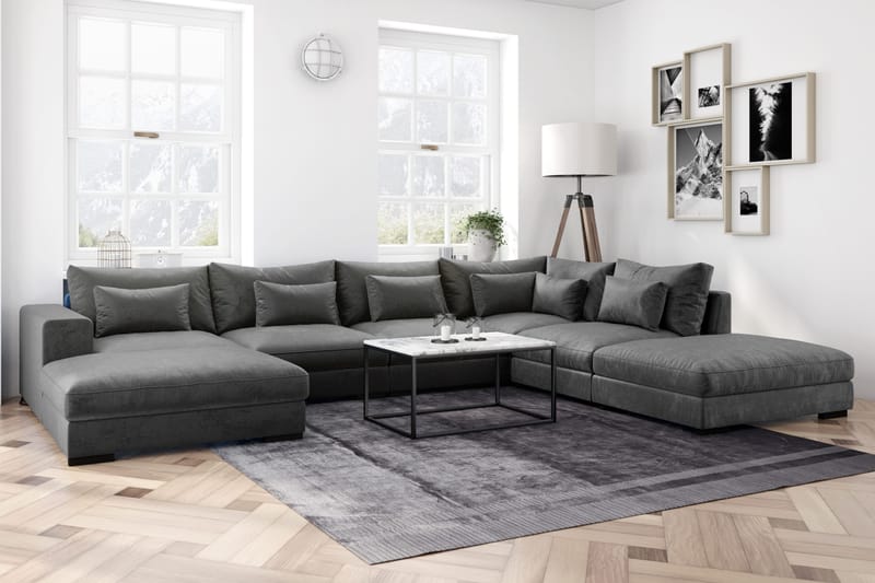 Dubai Vänstervänd Bred Armstödsmodul till Modulsoffa 27 cm i Sammet - Grå - Products - Möbler - Soffa - Modulsoffa - Övriga moduler till modulsoffa