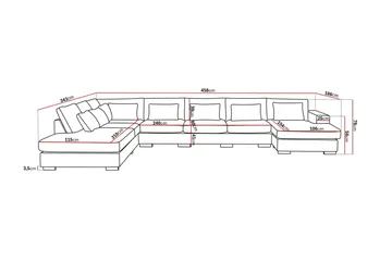 Grande Stor 7-sits U-Soffa med Divan Höger - Beige Sammet - Products - Möbler - Soffa - Modulsoffa - Komplett modulsoffa