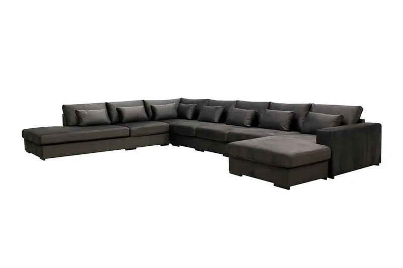 Grande Stor 7-sits U-Soffa med Divan Höger - Mörkgrå Sammet - Products - Möbler - Soffa - Modulsoffa - Komplett modulsoffa