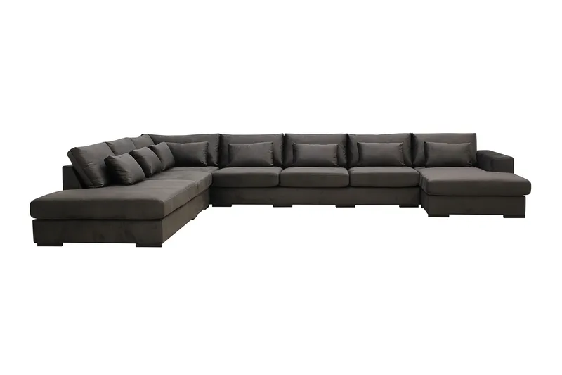 Grande Stor 7-sits U-Soffa med Divan Höger - Mörkgrå Sammet - Products - Möbler - Soffa - Modulsoffa - Komplett modulsoffa
