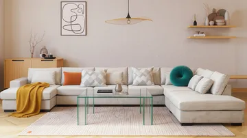 Grande Stor 7-sits U-Soffa med Divan Vänster - Beige Sammet - Products - Möbler - Soffa - Modulsoffa - Komplett modulsoffa
