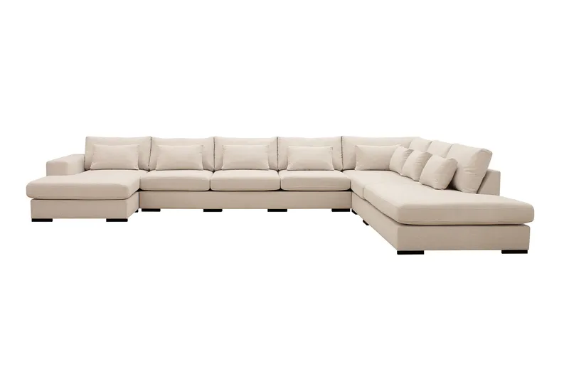 Grande Stor 7-sits U-Soffa med Divan Vänster - Beige Tyg - Products - Möbler - Soffa - Modulsoffa - Komplett modulsoffa