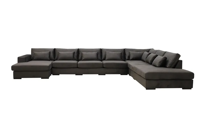 Grande Stor 7-sits U-Soffa med Divan Vänster - Mörkgrå Sammet - Products - Möbler - Soffa - Modulsoffa - Komplett modulsoffa