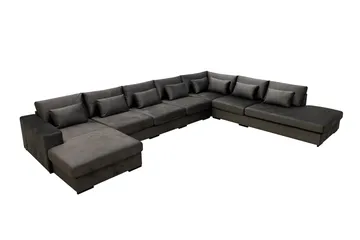 Grande Stor 7-sits U-Soffa med Divan Vänster - Mörkgrå Sammet - Products - Möbler - Soffa - Modulsoffa - Komplett modulsoffa