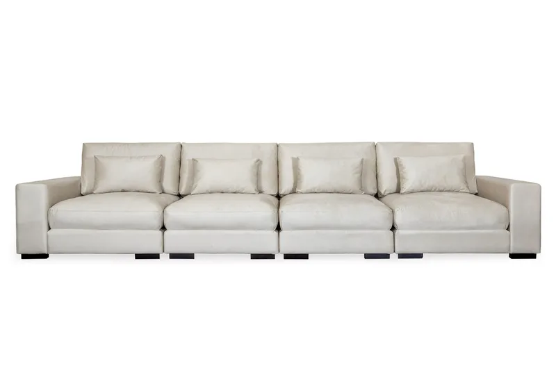Dubai 4-sits soffa sammet Extra Djup - Vit - Products - Möbler - Soffa - Modulsoffa - Komplett modulsoffa