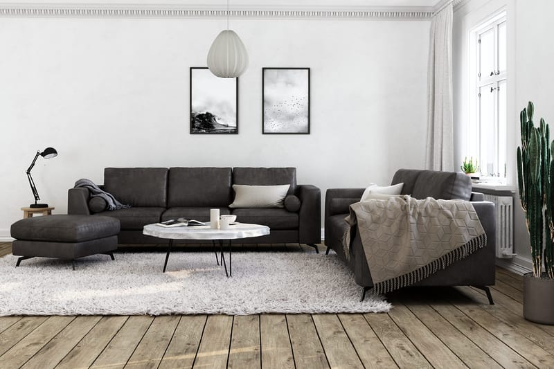 Ocean Lyx 3-sits Soffa i Konstläder - Mörkgrå - Products - Möbler - Soffa - 3 sits soffa