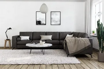 Ocean Lyx 5-sits Vändbar L-formad Hörnsoffa i Konstläder - Mörkgrå - Products - Möbler - Soffa - Hörnsoffa