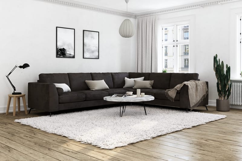 Ocean Lyx 5-sits Vändbar L-formad Hörnsoffa i Sammet - Mörkgrå - Products - Möbler - Soffa - Hörnsoffa
