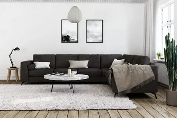 Ocean Lyx 5-sits Vändbar L-formad Hörnsoffa i Sammet - Mörkgrå - Products - Möbler - Soffa - Hörnsoffa