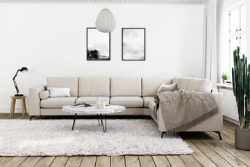 Ocean Lyx 5-sits Vändbar L-formad Hörnsoffa i Tyg - Beige - Products - Möbler - Soffa - Hörnsoffa