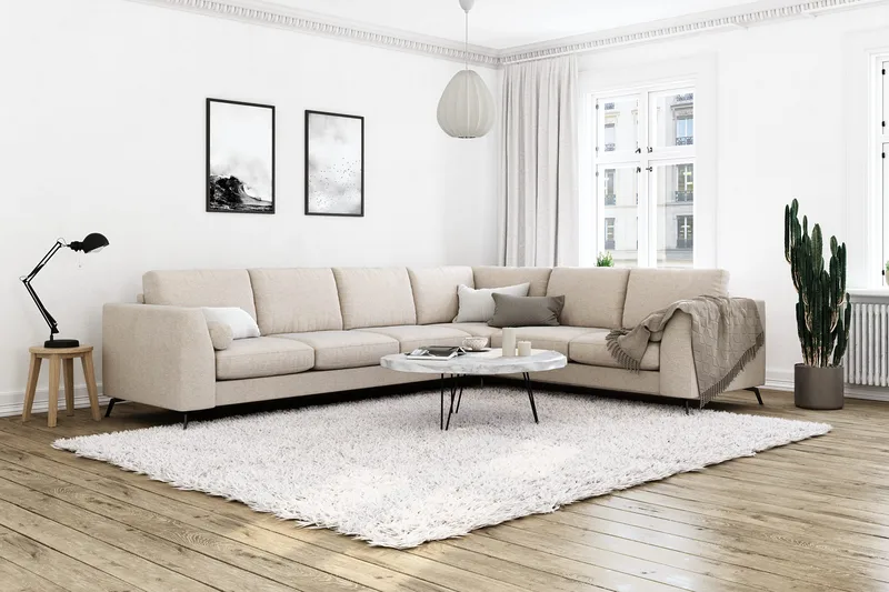 Ocean Lyx 5-sits Vändbar L-formad Hörnsoffa i Tyg - Beige - Products - Möbler - Soffa - Hörnsoffa