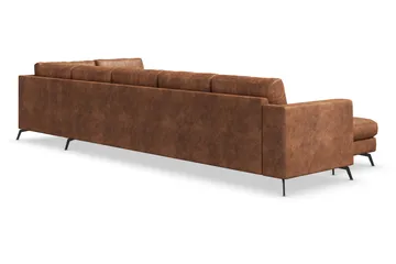 Ocean Lyx 6-sits Högervänd U-formad Soffa med Divan och Schäslong + Fotpall i Konstläder - Brun - Products - Möbler - Soffa - U-soffa