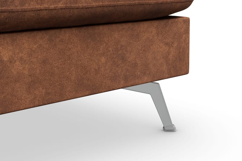 Ocean Lyx 6-sits Högervänd U-formad Soffa med Divan och Schäslong + Fotpall i Konstläder - Brun - Products - Möbler - Soffa - U-soffa