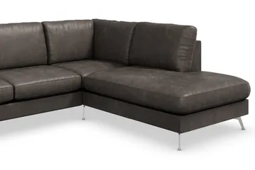 Ocean Lyx 6-sits Högervänd U-formad Soffa med Divan och Schäslong + Fotpall i Konstläder - Mörkgrå - Products - Möbler - Soffa - U-soffa
