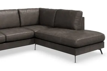 Ocean Lyx 6-sits Högervänd U-formad Soffa med Divan och Schäslong + Fotpall i Konstläder - Mörkgrå - Products - Möbler - Soffa - U-soffa
