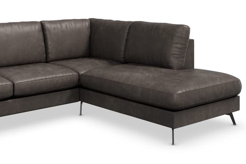Ocean Lyx 6-sits Högervänd U-formad Soffa med Divan och Schäslong + Fotpall i Konstläder - Mörkgrå - Products - Möbler - Soffa - U-soffa