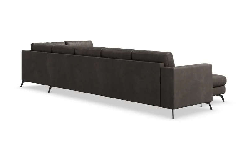 Ocean Lyx 6-sits Högervänd U-formad Soffa med Divan och Schäslong + Fotpall i Konstläder - Mörkgrå - Products - Möbler - Soffa - U-soffa