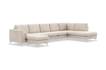 Ocean Lyx 6-sits Högervänd U-formad Soffa med Divan och Schäslong + Fotpall i Manchester - Beige - Products - Möbler - Soffa - U-soffa