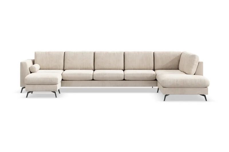 Ocean Lyx 6-sits Högervänd U-formad Soffa med Divan och Schäslong + Fotpall i Manchester - Beige - Products - Möbler - Soffa - U-soffa