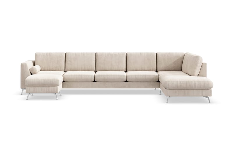 Ocean Lyx 6-sits Högervänd U-formad Soffa med Divan och Schäslong + Fotpall i Manchester - Beige - Products - Möbler - Soffa - U-soffa