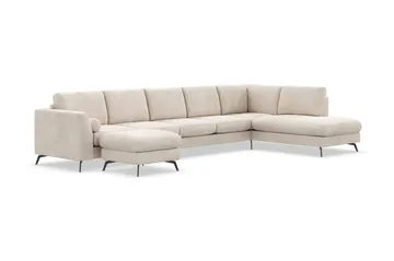 Ocean Lyx 6-sits Högervänd U-formad Soffa med Divan och Schäslong + Fotpall i Manchester - Beige - Products - Möbler - Soffa - U-soffa